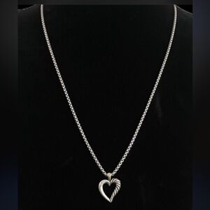 Elegant David Yurman Silver Heart Pendant Necklace